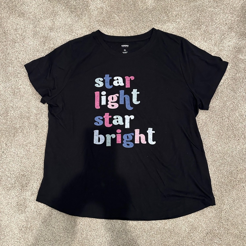 Sonoma Black Tee with Colorful Star Text